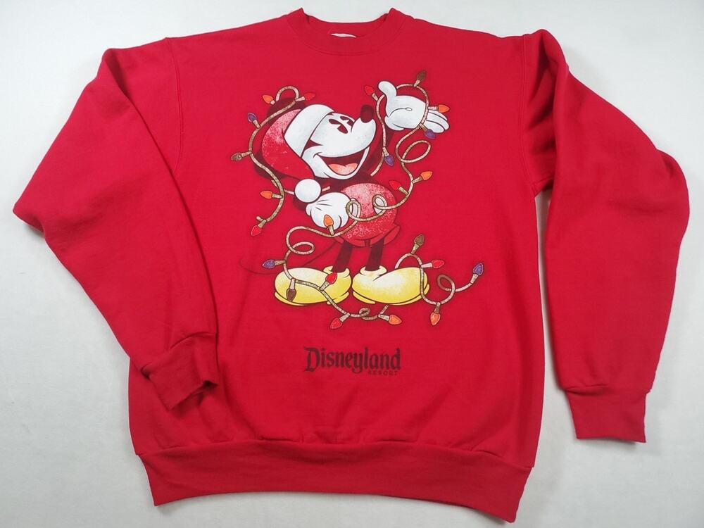 Disneyland Resort Christmas Sweatshirt S/Ch/P Mickey Mouse Crewneck Vtg Hanes
